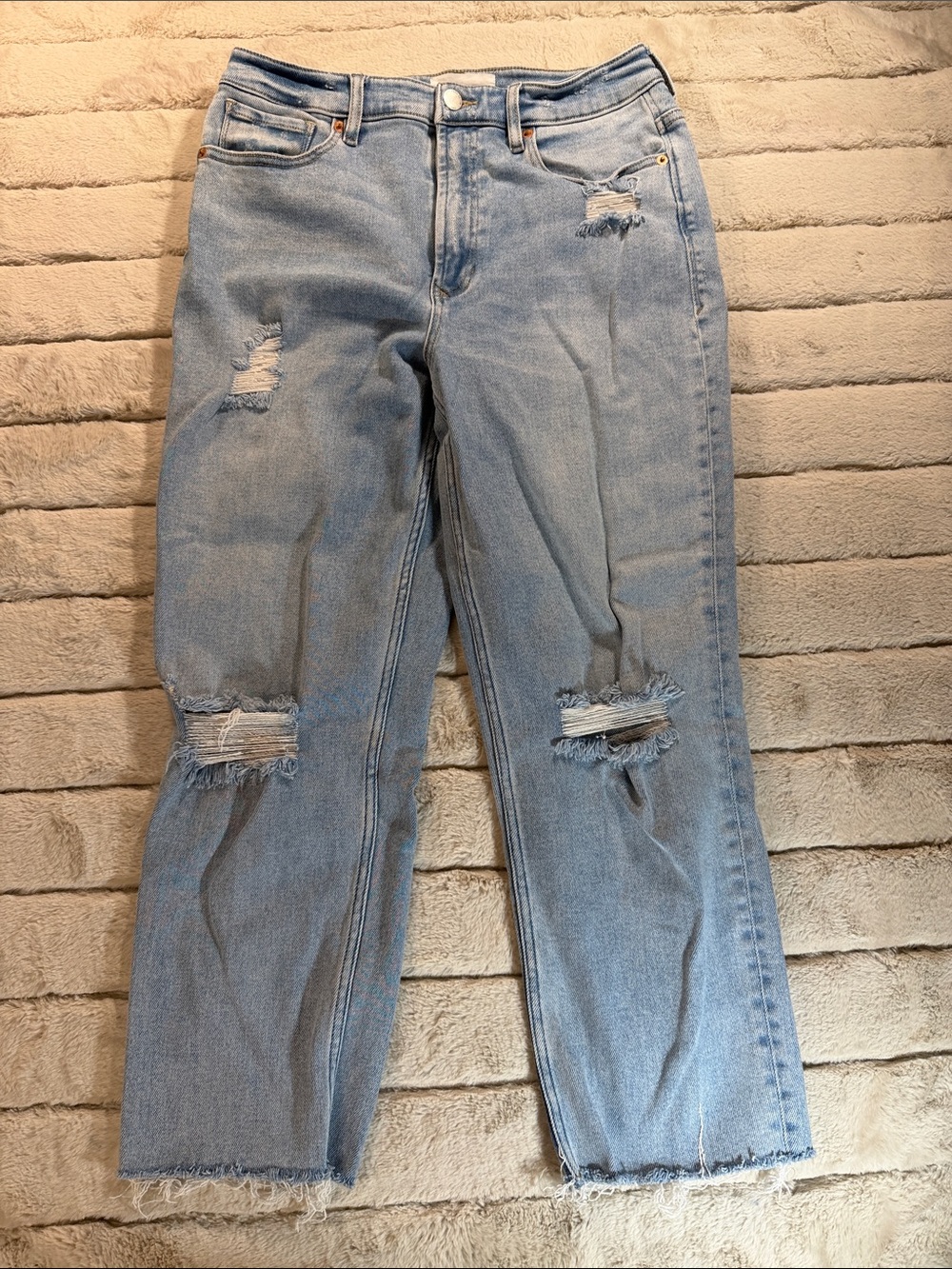Dear John Frankie Distressed Medium Denim Straight Leg Jeans, 29